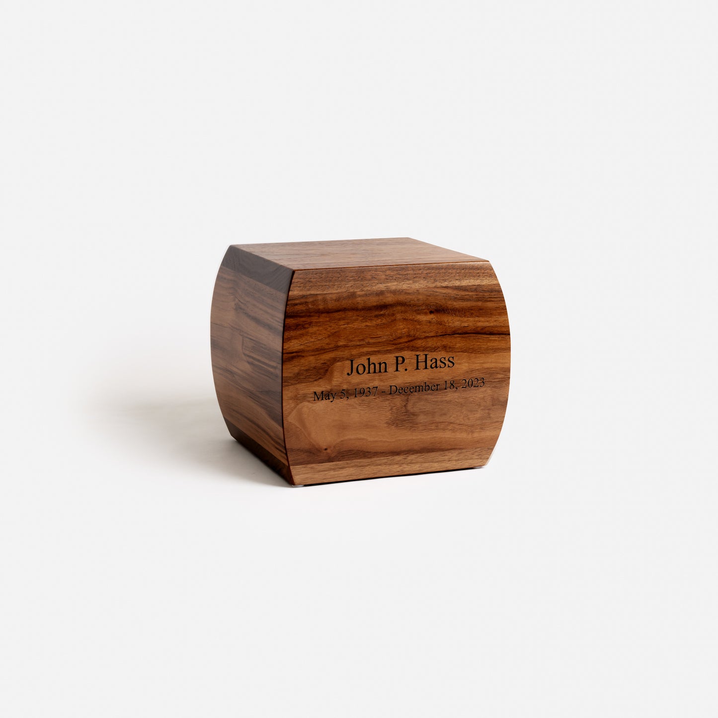 Curved Walnut Wood Urn