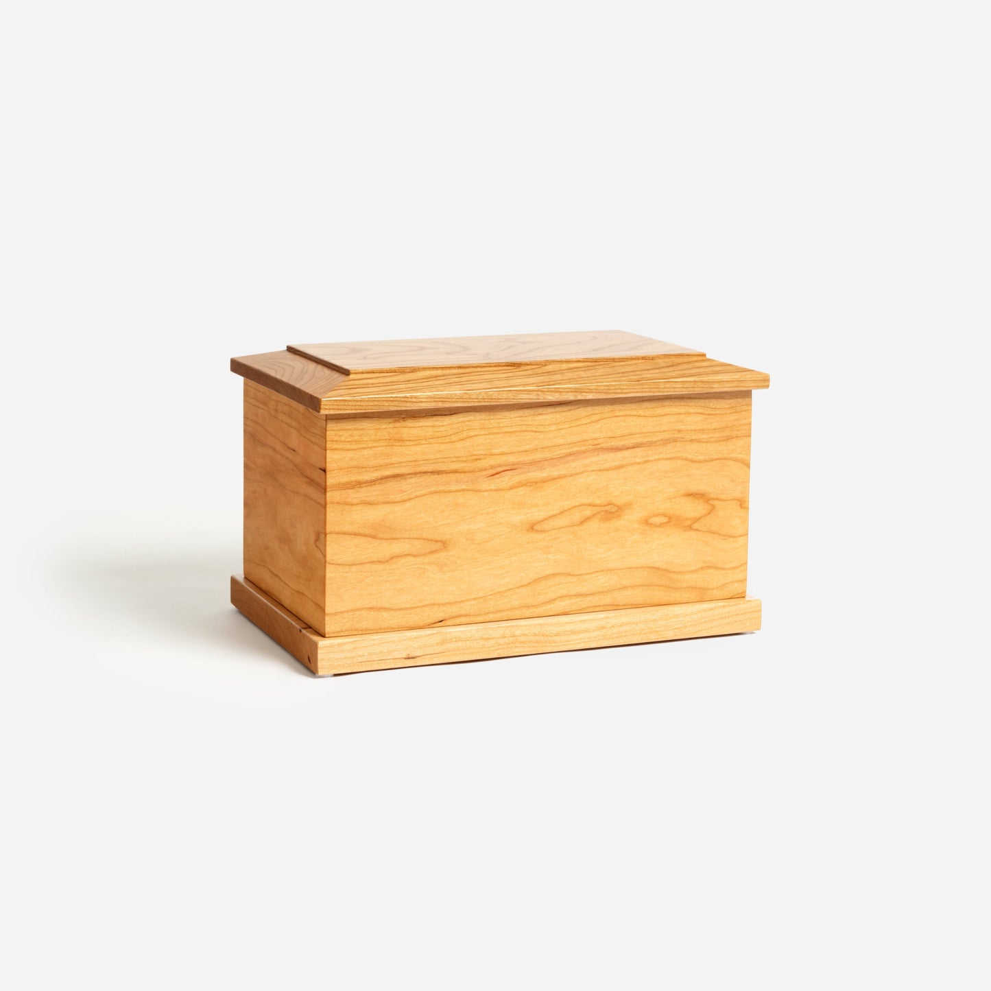 Back of traditional cherry wood urn for ashes – handmade with a polished finish