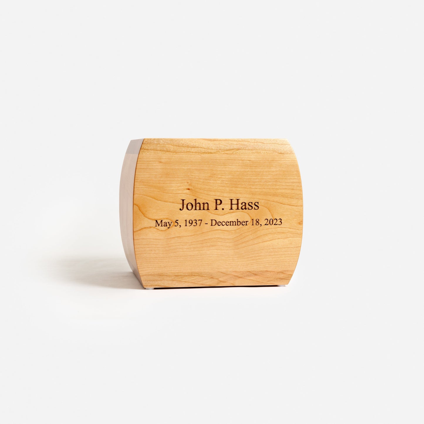 Handcrafted solid cherry wood urn – hand-rubbed lacquer finish and smooth surface