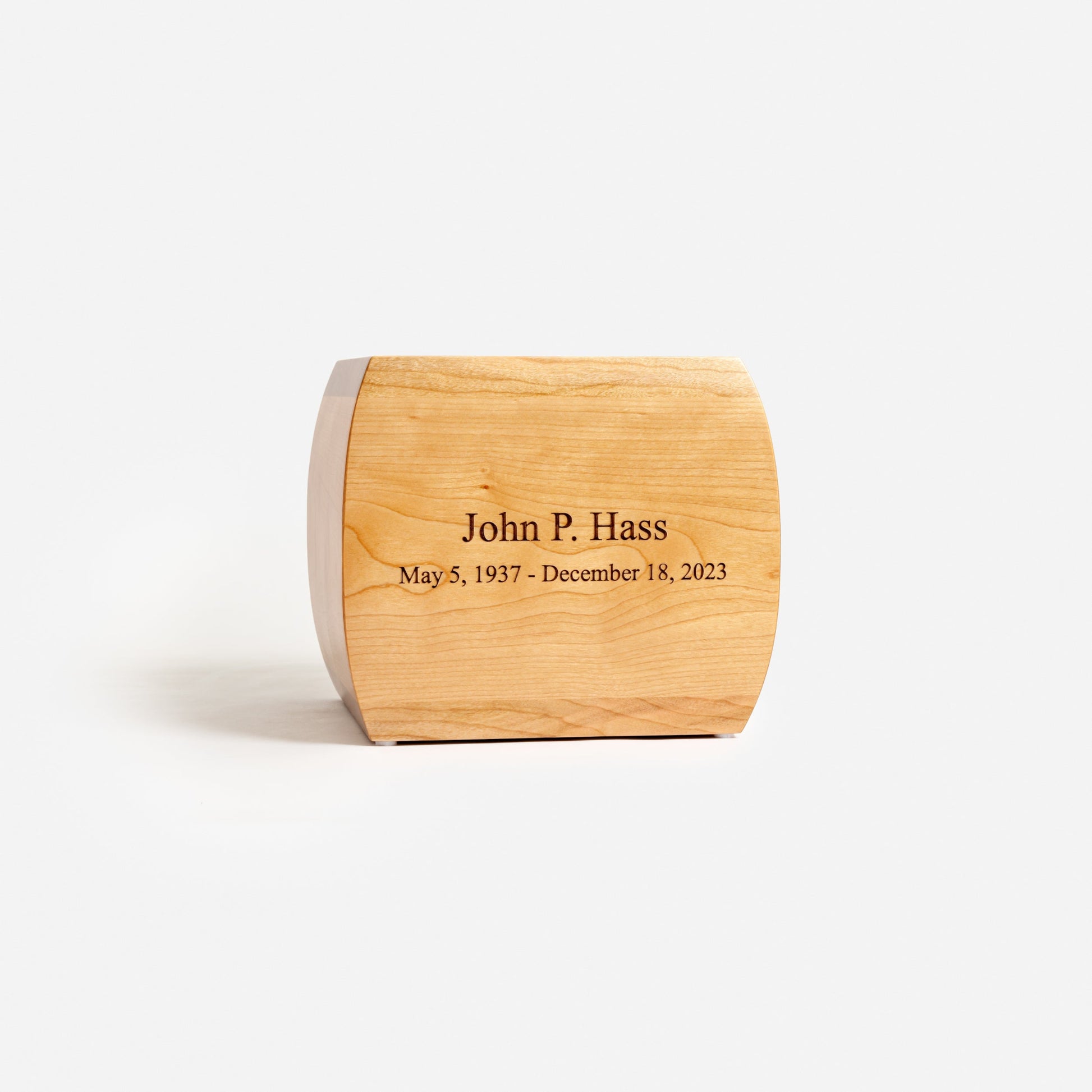 Handcrafted solid cherry wood urn – hand-rubbed lacquer finish and smooth surface