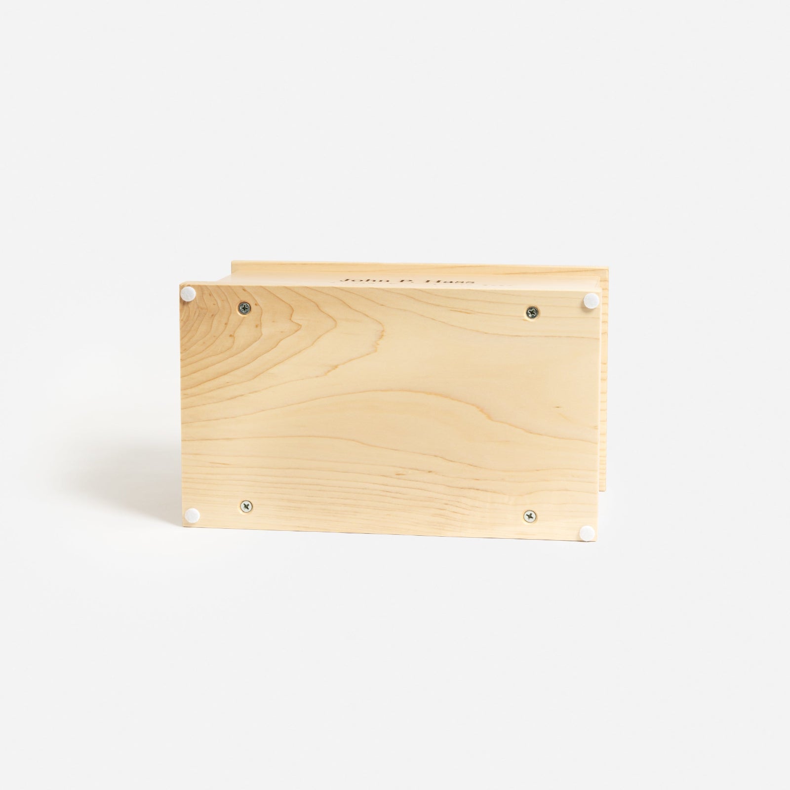 Bottom view of maple urn with cross – smooth finish and solid construction